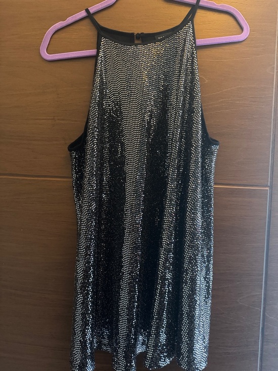 torrid Dresses & Skirts - torrid Black Silver Sequin Halter Mini Dress